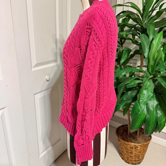 Splendid Pink Drop Needle Chunky Cable Knit Pullover Sweater Boho Sz XS - Picture 4 of 12